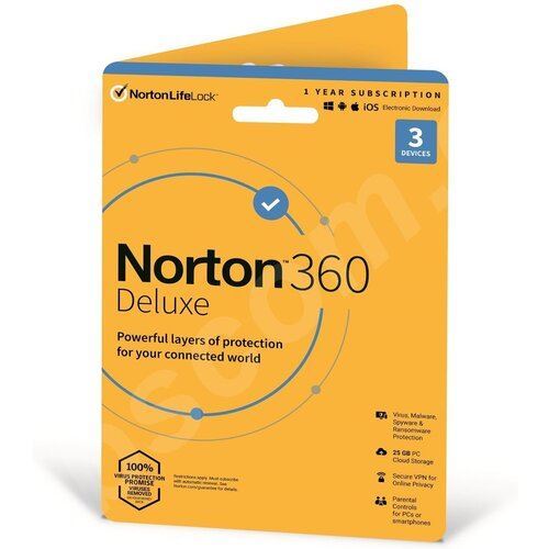 Norton 360 Deluxe, 1 rok, 3 zařízení, 25 GB, elektronicky, 21419649